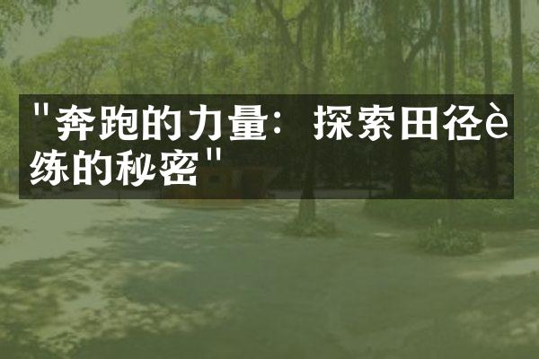 "奔跑的力量：探索田径训练的秘密"