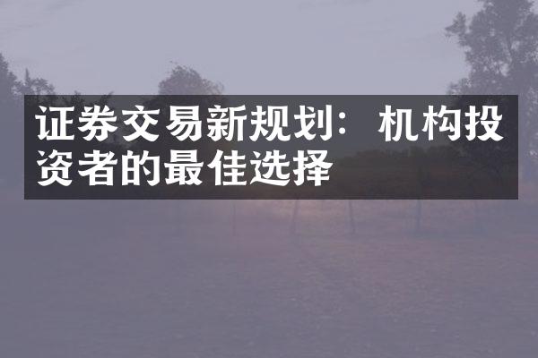 证券交易新规划：机构投资者的最佳选择