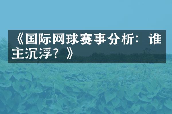 《国际网球赛事分析：谁主沉浮？》