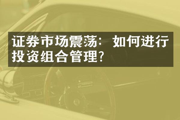 证券市场震荡：如何进行投资组合管理？