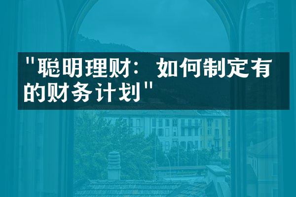 "聪明理财：如何制定有效的财务计划"