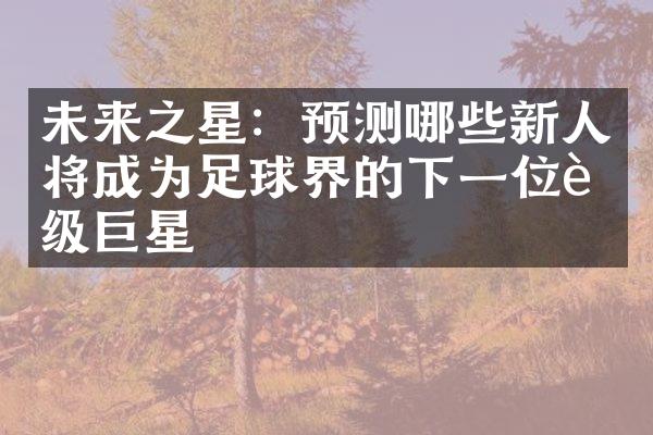 未来之星：预测哪些新人将成为足球界的下一位超级巨星