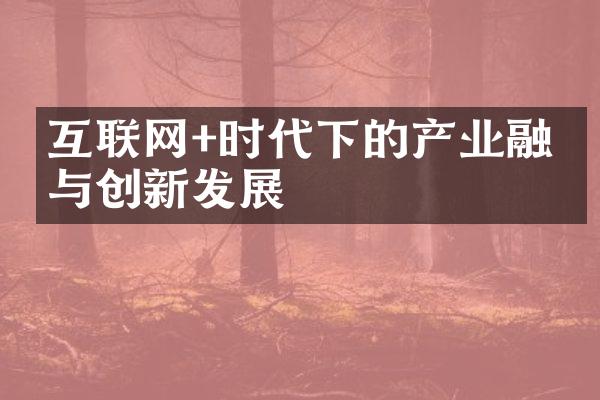 互联网+时代下的产业融合与创新发展