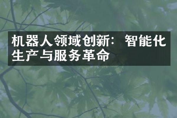 机器人领域创新：智能化生产与服务革命