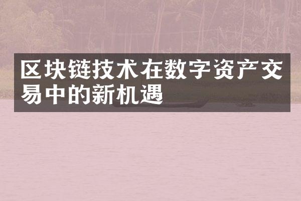 区块链技术在数字资产交易中的新机遇