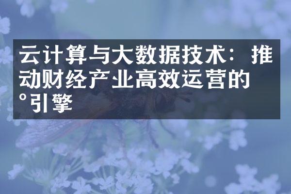 云计算与大数据技术：推动财经产业高效运营的新引擎