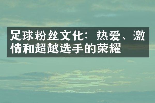 足球粉丝文化：热爱、激情和超越选手的荣耀