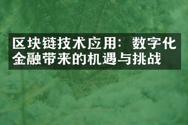 区块链技术应用：数字化金融带来的机遇与挑战