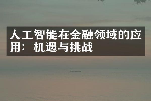 人工智能在金融领域的应用：机遇与挑战