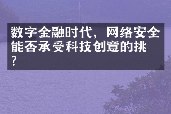 数字金融时代，网络安全能否承受科技创意的挑战？