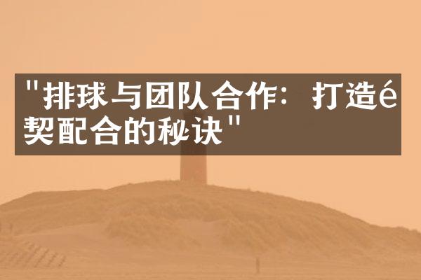 "排球与团队合作：打造默契配合的秘诀"