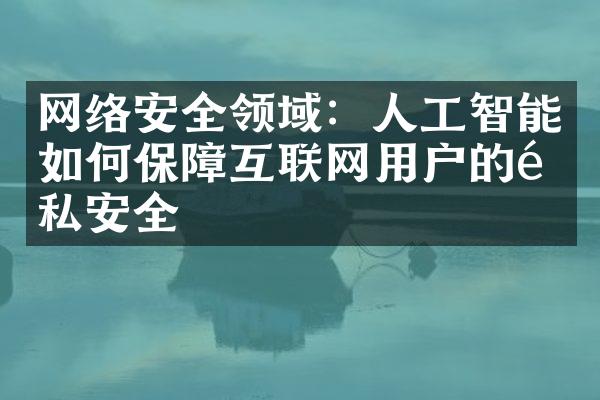 网络安全领域：人工智能如何保障互联网用户的隐私安全