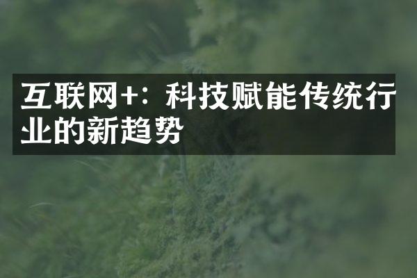 互联网+: 科技赋能传统行业的新趋势