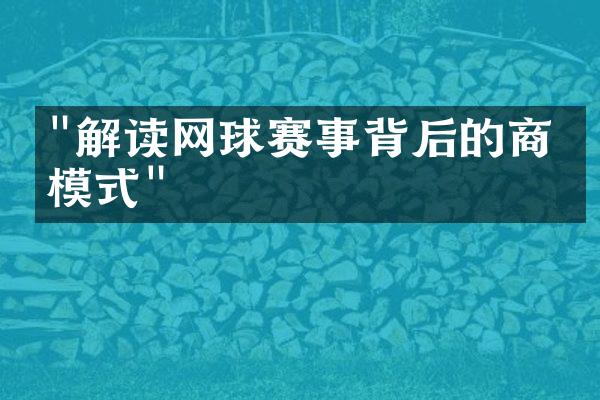 "解读网球赛事背后的商业模式"