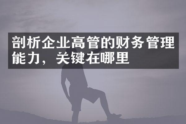 剖析企业高管的财务管理能力，关键在哪里