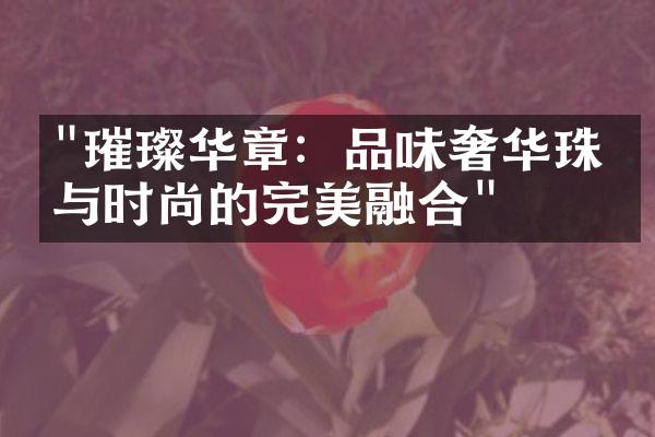 "璀璨华章：品味奢华珠宝与时尚的完美融合"