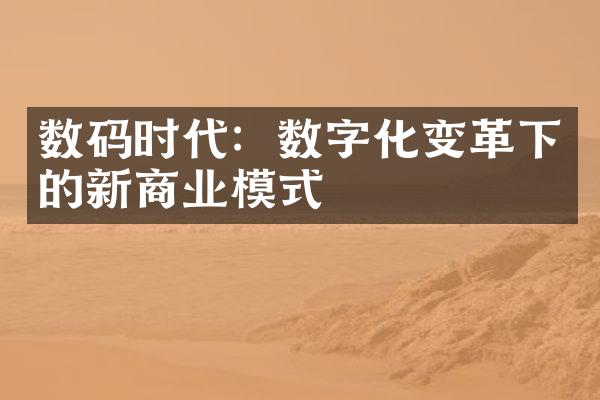 数码时代：数字化变革下的新商业模式