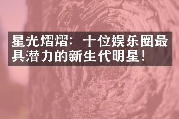 星光熠熠：十位娱乐圈最具潜力的新生代明星！