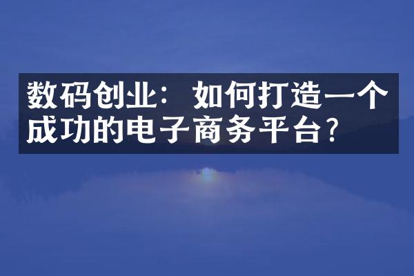 数码创业：如何打造一个成功的电子商务平台？