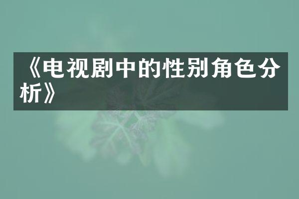 《电视剧中的性别角色分析》