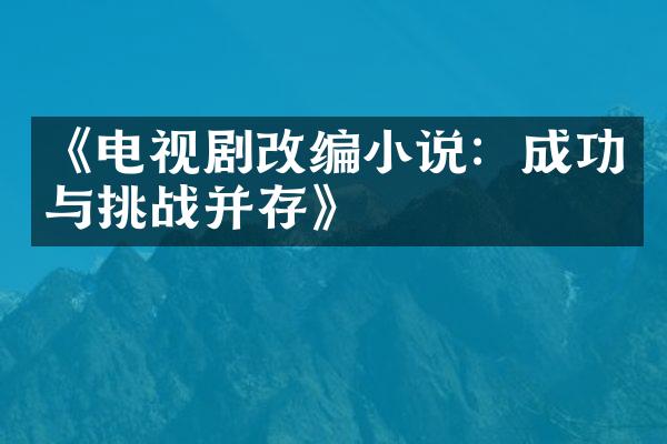 《电视剧改编小说：成功与挑战并存》