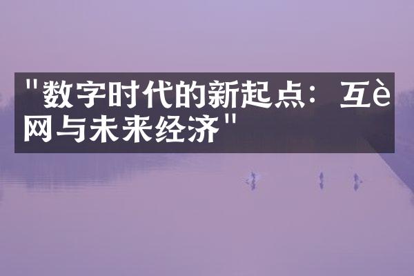 "数字时代的新起点：互联网与未来经济"