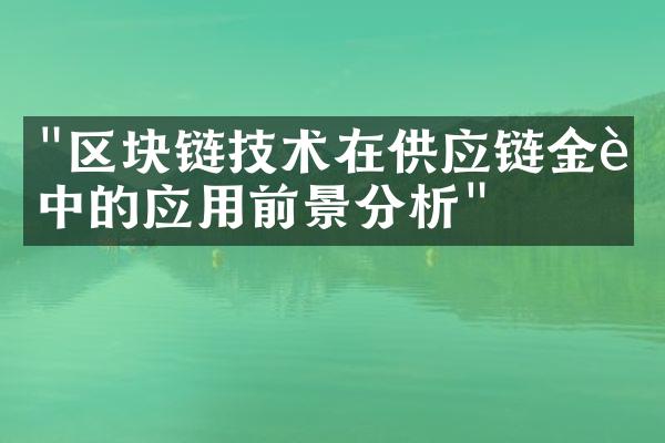 "区块链技术在供应链金融中的应用前景分析"