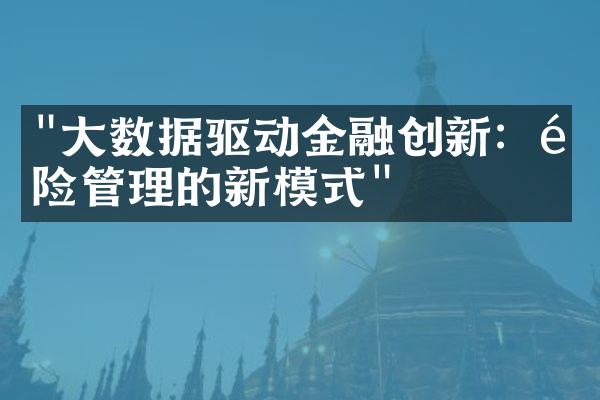 "大数据驱动金融创新：风险管理的新模式"