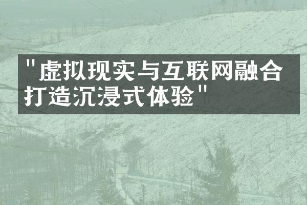 "虚拟现实与互联网融合：打造沉浸式体验"