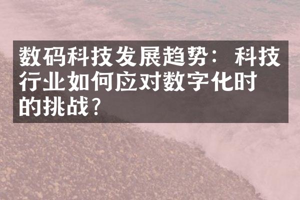 数码科技发展趋势：科技行业如何应对数字化时代的挑战？