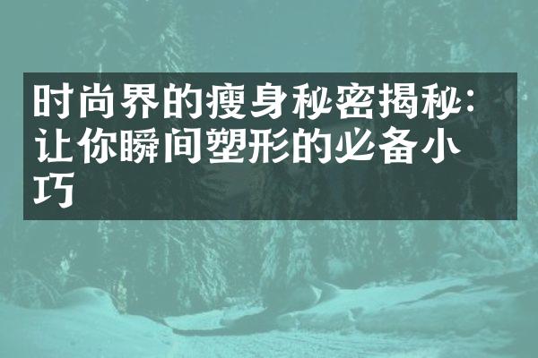 时尚界的秘密揭秘：让你瞬间塑形的必备小技巧