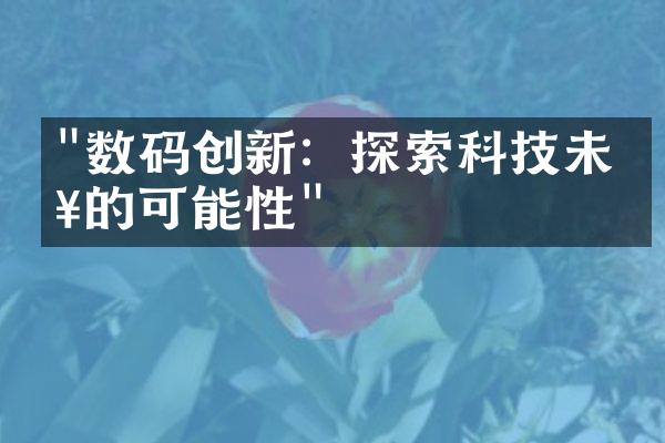 "数码创新：探索科技未来的可能性"