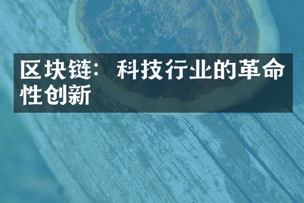 区块链：科技行业的性创新