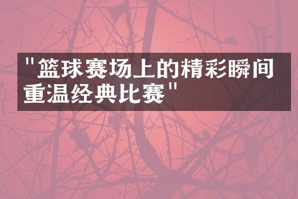 "篮球赛场上的精彩瞬间：重温经典比赛"