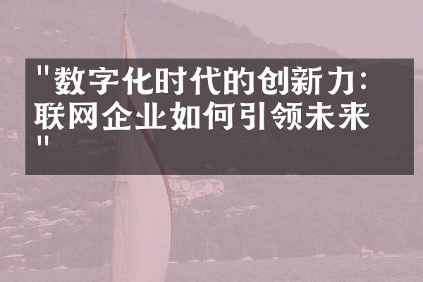 "数字化时代的创新力：互联网企业如何引领未来？"