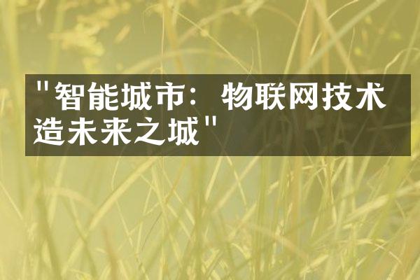 "智能城市：物联网技术打造未来之城"