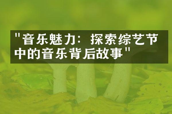 "音乐魅力：探索综艺节目中的音乐背后故事"