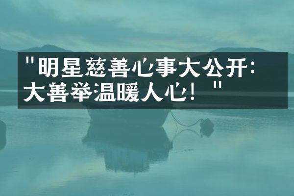 "明星慈善心事大公开：十大善举温暖人心！"