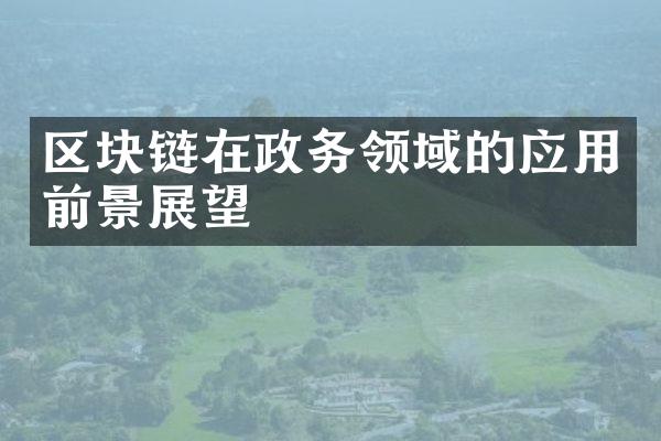 区块链在政务领域的应用前景展望