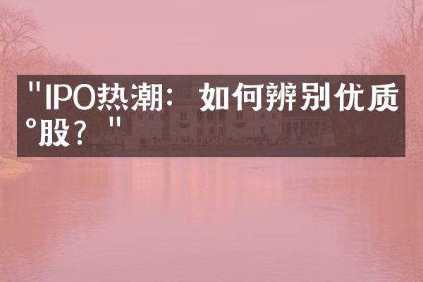 "IPO热潮：如何辨别优质新股？"