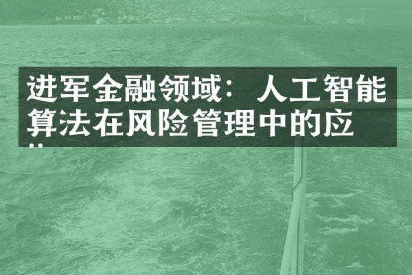 进军金融领域：人工智能算法在风险管理中的应用