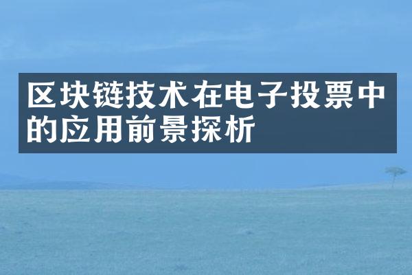 区块链技术在电子投票中的应用前景探析