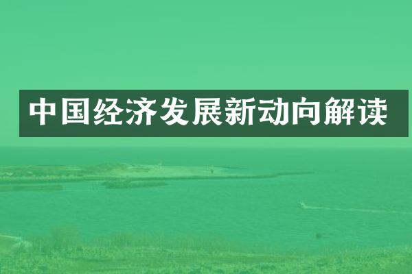 中国经济发展新动向解读