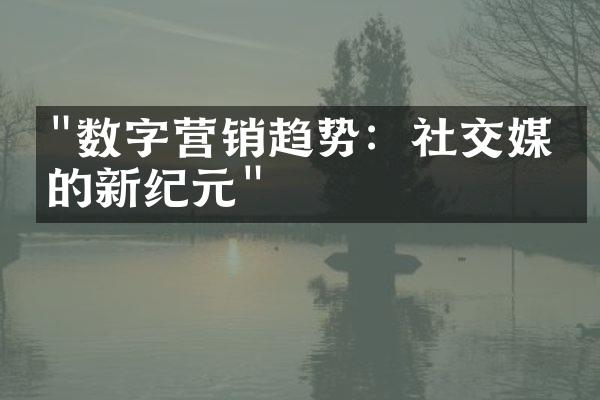 "数字营销趋势：社交媒体的新纪元"