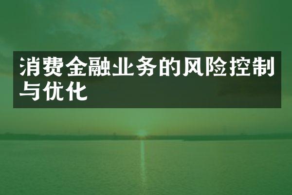 消费金融业务的风险控制与优化