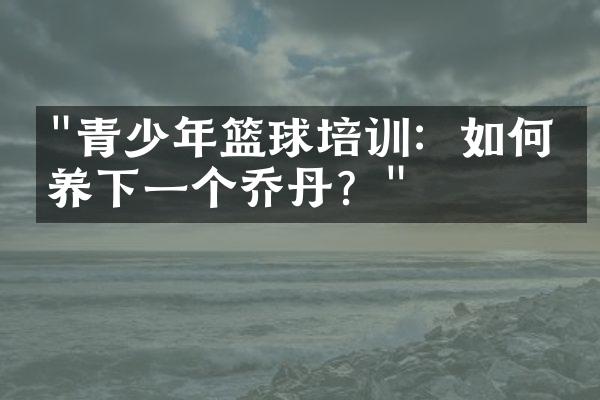 "青少年篮球培训：如何培养下一个乔丹？"