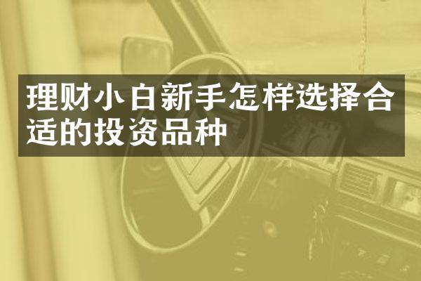 理财小白新手怎样选择合适的投资品种