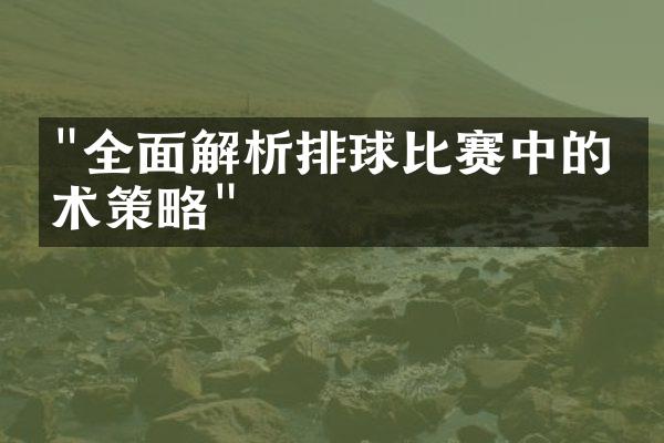 "全面解析排球比赛中的战术策略"