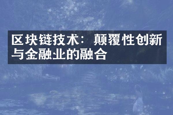 区块链技术：颠覆性创新与金融业的融合