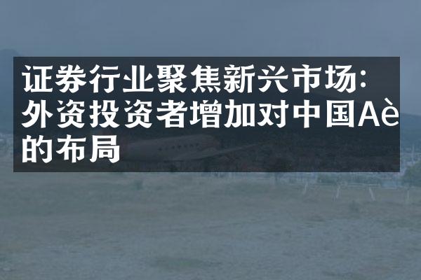 证券行业聚焦新兴市场：外资投资者增加对中国A股的布局